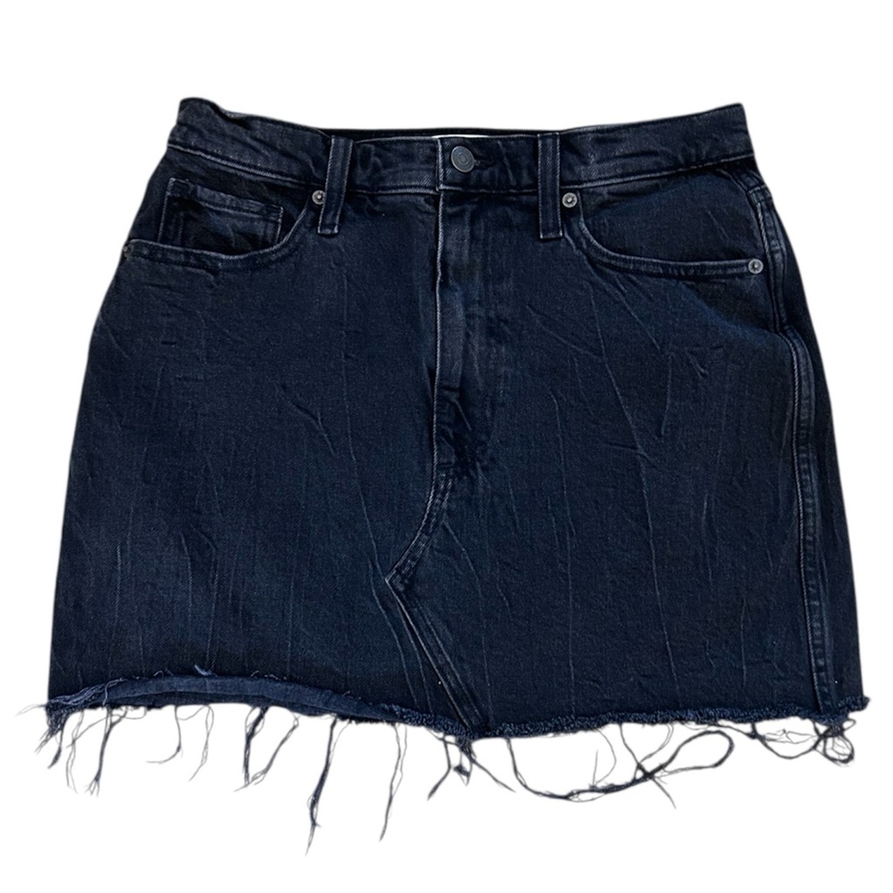 Y2K Abercrombie Fitch Ultra High Rise Distressed Mini Skirt Denim Black Sz 8/29